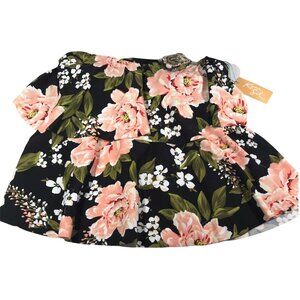 Kona Sol Womens Size Small 4-6 Tankini Swim Floral Black Pink New With Tags
